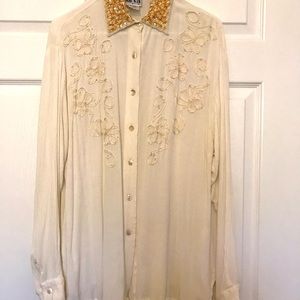 Surya Rayon Dressy Shirt with Fancy Beaded Collar